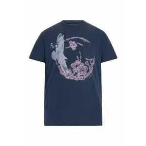 Tricou din bumbac cu decolteu la baza gatului si model grafic imagine