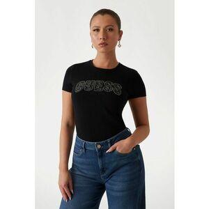 Tricou din amestec de bumbac cu logo cu strasuri imagine