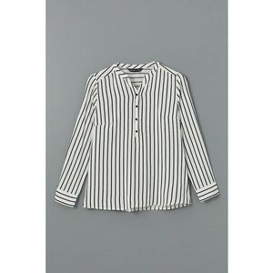 Bluza cu fenta cu nasturi si model in dungi imagine