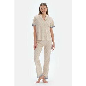 Pijama din bumbac si modal cu maneci scurte imagine