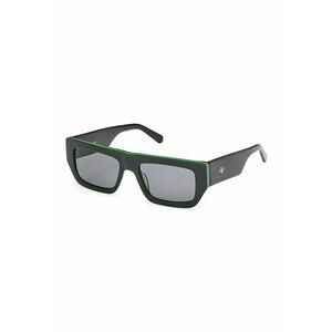 Ochelari de soare dreptunghiulari unisex - Verde - Negru stins - imagine