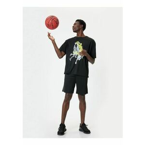 Tricou supradimensionat cu imprimeu cu baschet imagine