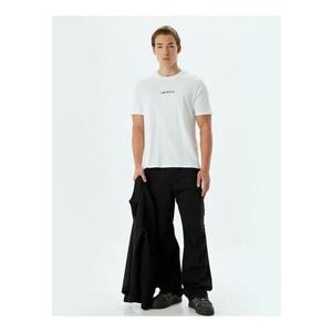 Tricou din bumbac cu detaliu cu broderie text imagine