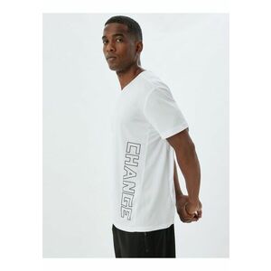 Tricou cu decolteu in V si imprimeu text imagine