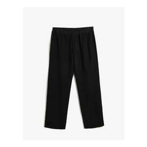 Pantaloni drepti din amestec de in cu snur imagine