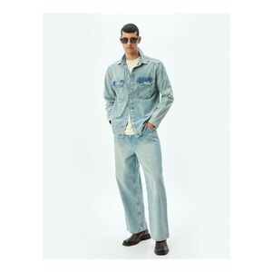 Jacheta-camasa din denim cu aspect decolorat imagine
