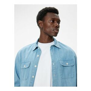 Jacheta-camasa relaxed fit din denim imagine