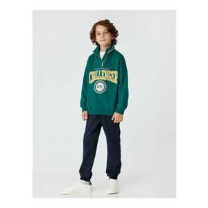 Bluza de trening cu imprimeu text si fenta cu fermoar imagine
