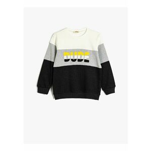 Bluza de trening cu decolteu la baza gatului si imprimeu imagine
