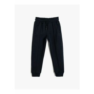 Pantaloni de trening cu snur de ajustare si model uni si snur de ajustare imagine