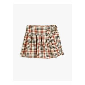 Fusta-pantalon cu pliuri si model in carouri imagine