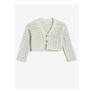 Cardigan crop cu decolteu in V si perforatii imagine