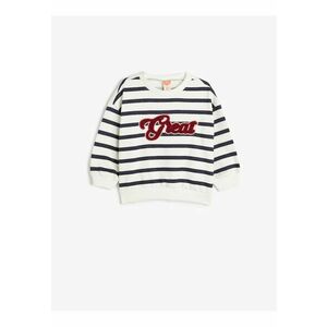 Bluza de trening cu model in dungi si aplicatie text imagine