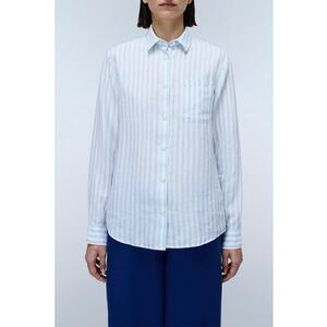 Camasa regular-fit din in cu model in dungi imagine