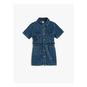 Rochie din denim cu cordon in talie imagine
