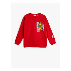 Bluza de trening cu decolteu la baza gatului si imprimu gzdt - Rosu imagine