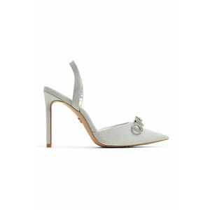 Pantofi de piele ecologica cu aplicatie funda si toc Addie imagine