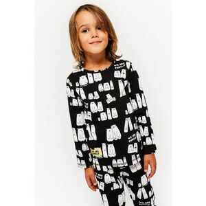 Pijama cu imprimeu grafic si pantaloni lungi imagine