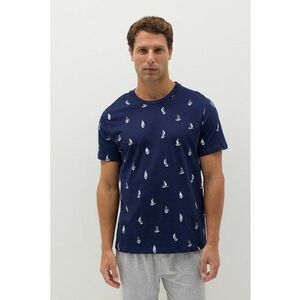 Pijama cu imprimeu grafic si pantaloni scurti imagine