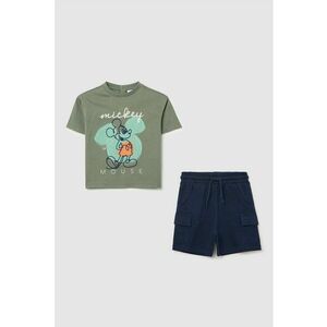 Set de pantaloni scurti si tricou cu broderie Mickey Mouse imagine
