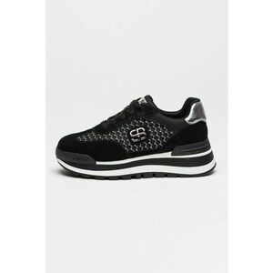 Pantofi sport din piele intoarsa si piele - cu talpa wedge si garnituri din material textil imagine