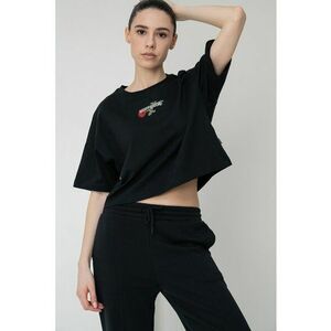 Tricou crop cu decolteu la baza gatului imagine