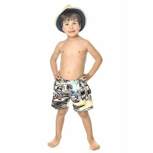 Pantaloni scurti de baie cu imprimeu si snur de ajustare in talie imagine