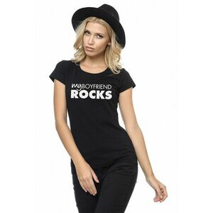 Tricou cambrat de bumbac cu text imagine
