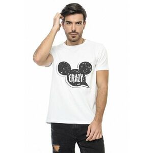 Tricou cu model grafic si decolteu la baza gatului imagine