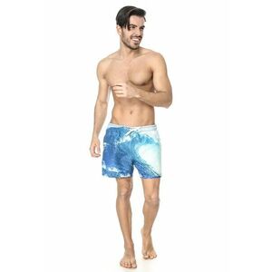 Pantaloni scurti de baie cu imprimeu si snur de ajustare in talie imagine