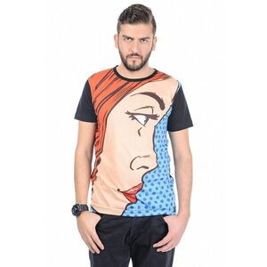 Tricou cu decolteu la baza gatului si imprimeu grafic imagine