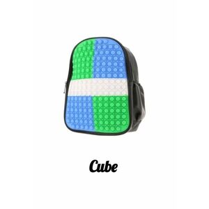 Rucsac Pop It piele ecologica P11 - 31 x 24 x 12 cm - Alb - Verde - Negru - Albastru imagine