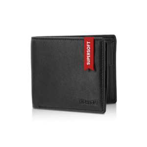 Portofel clasic pentru barbati - piele naturala - negru - cu protectie RFID - SuperSoft - marime M - ambalat in cutie cadou premium imagine