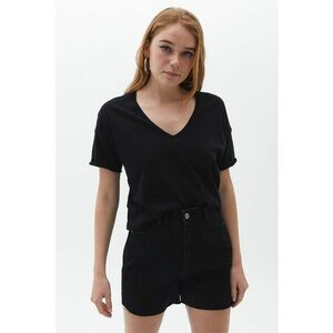 Tricou de bumbac cu decolteu in V imagine
