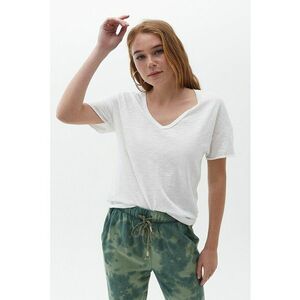 Tricou de bumbac cu decolteu in V imagine