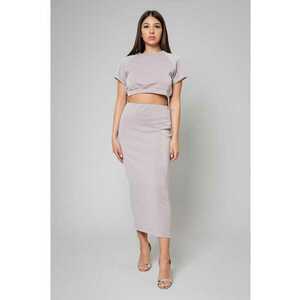 Set Top scurt si fusta Taupe Taupe imagine