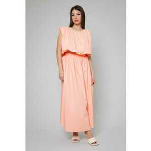Set bluza cu maneca scurta si fusta lunga Light Orange Light Orange imagine