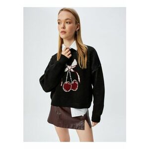 Pulover relaxed fit cu model cu cirese imagine