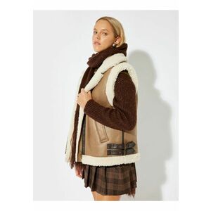 Vesta din piele ecologica cu garnituri din blana shearling sintetica imagine