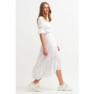 Fusta midi de bumbac cu broderie imagine