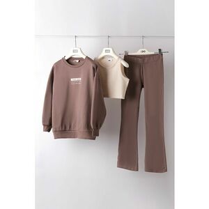 Set de bluza de trening - pantaloni si top crop - 3 piese imagine