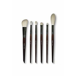 Set - - The Whites” - 6 pensule profesionale pentru machiaj din par natural de capra - handmade - ™ imagine