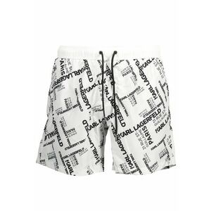 pantaloni scurti de baie barbati cu logo - alb - imagine