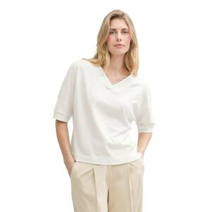 Tricou lejer din amestec de bumbac organic cu decolteu in V imagine