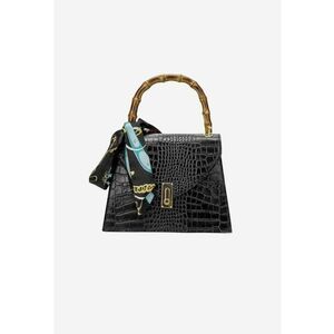 Poseta dama neagra din piele naturala cu ornament imagine