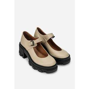 Pantofi dama taupe din piele imagine