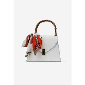 Poseta dama alba din piele naturala cu ornament imagine