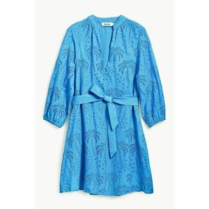 Rochie din bumbac cu broderie si maneci lungi imagine