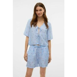 Bluza cu model floral si prinderi laterale imagine
