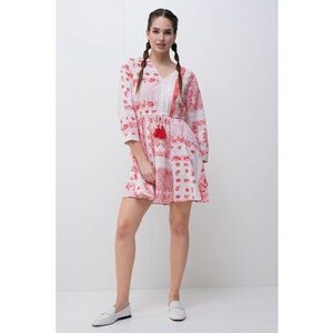 Rochie scurta de bumbac organic cu croiala A imagine